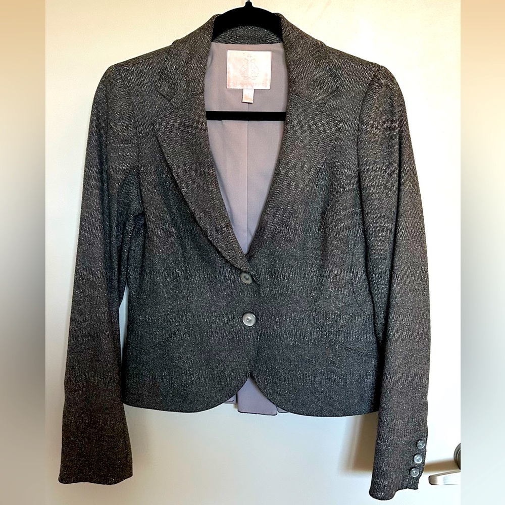 Rebecca Taylor Gray Wool Blend Two-Button Blazer Jacket